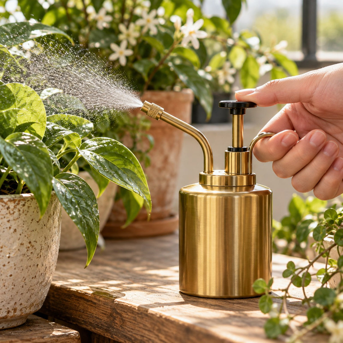 Adjustable Brass Plant Mister — Detail view