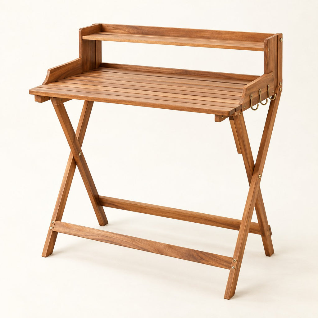Folding Acacia Potting Bench — Product view