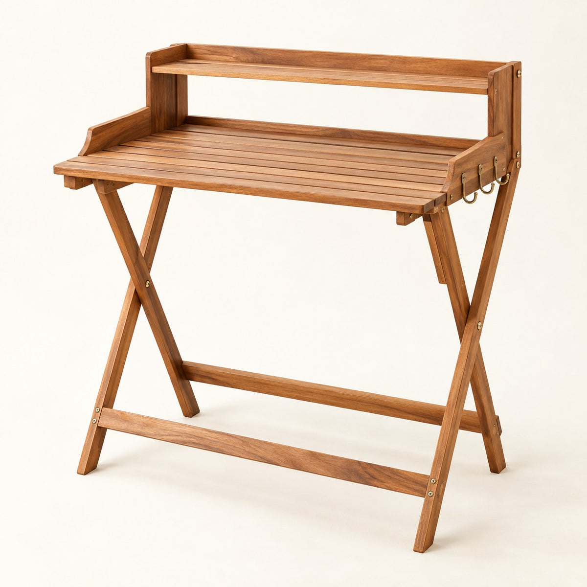Folding Acacia Potting Bench — Product view