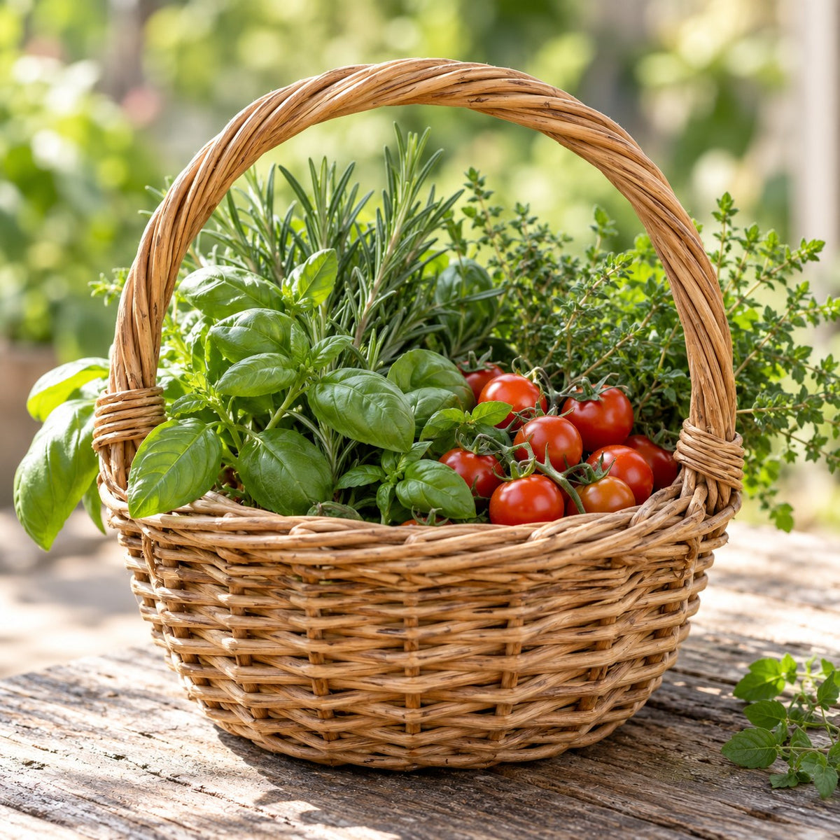 Handwoven Garden Harvest Basket — Detail view