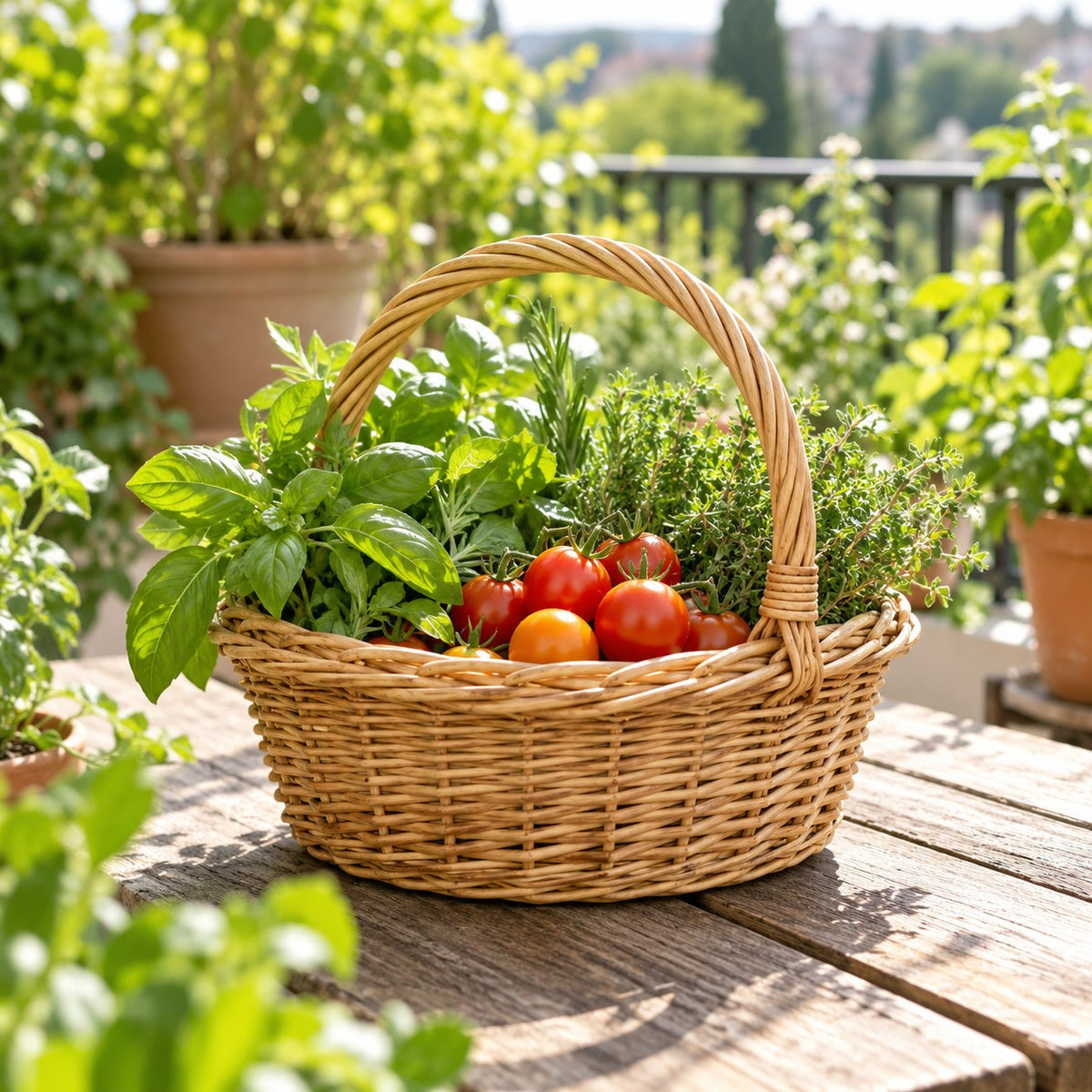 Handwoven Garden Harvest Basket — Lifestyle scene